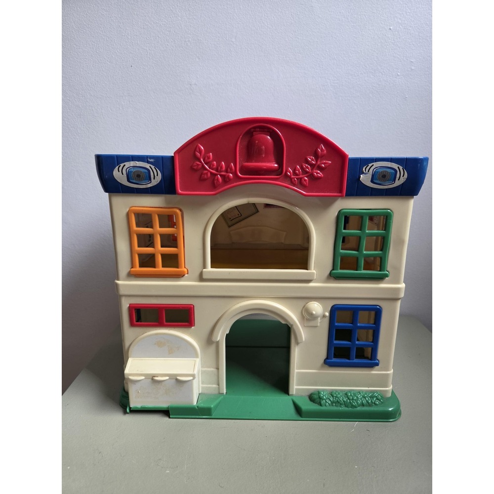 Vintage Folding Schoolhouse Toy Playset Colorful Portable Dollhouse